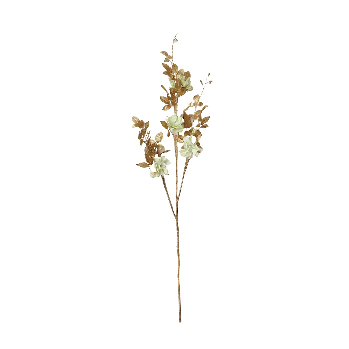 Artificial Rose On Stem With Branch Green